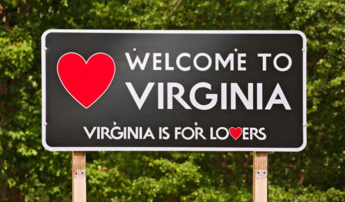 Chào mừng đến với biển báo 'Welcome to Virginia'